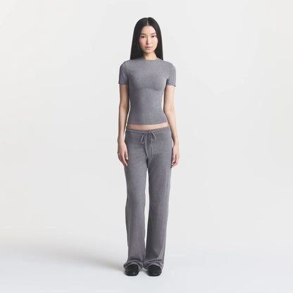 COTTON JERSEY STRAIGHT LEG PANT | DARK HEATHER GREY