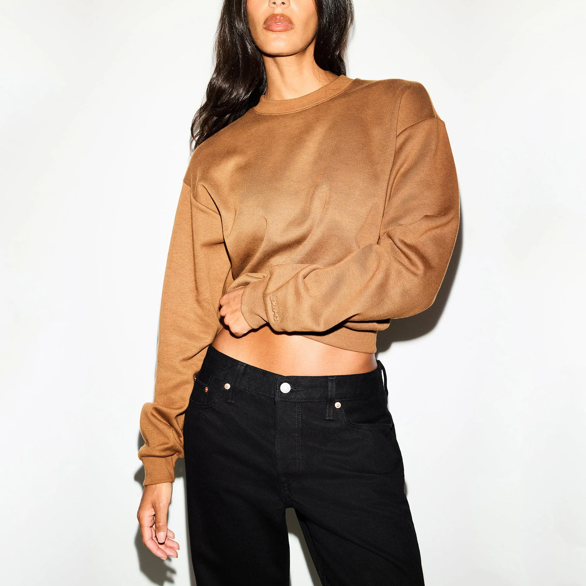 COTTON FLEECE CREWNECK | BISON