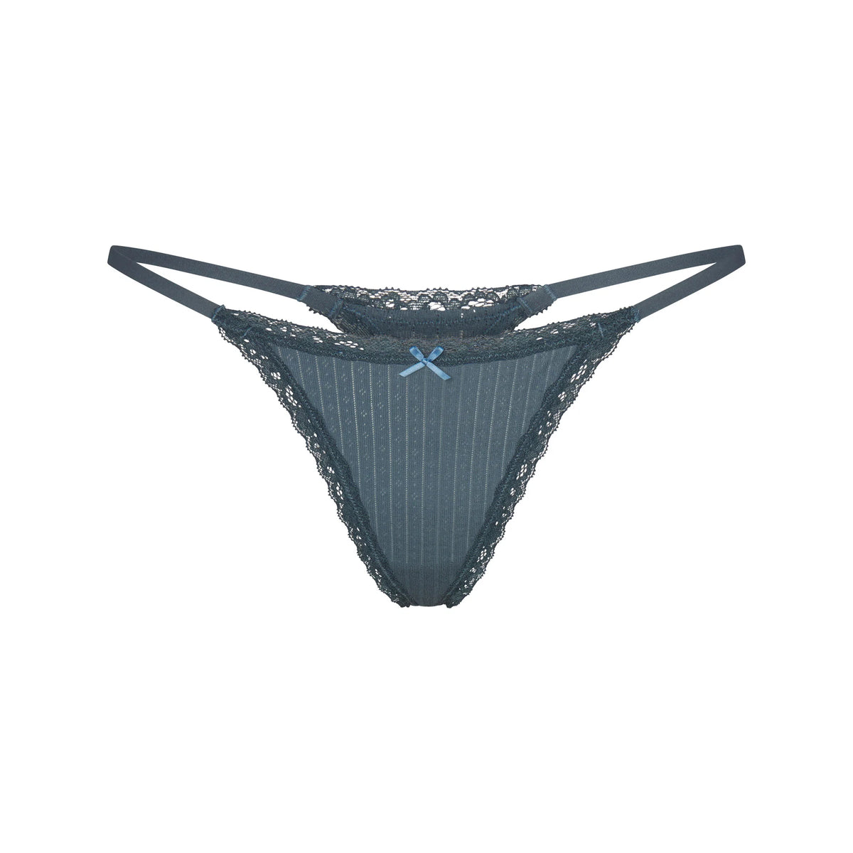 LIGHTWEIGHT COTTON POINTELLE LACE STRING THONG | ZIRCON TONAL