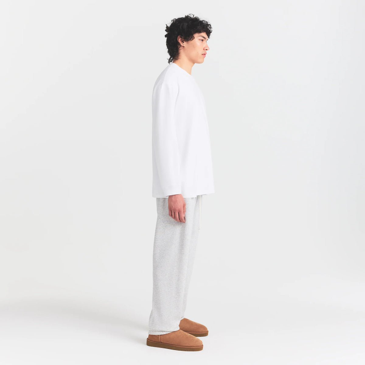 HEAVYWEIGHT COTTON MENS RELAXED LONG SLEEVE T-SHIRT | CHALK