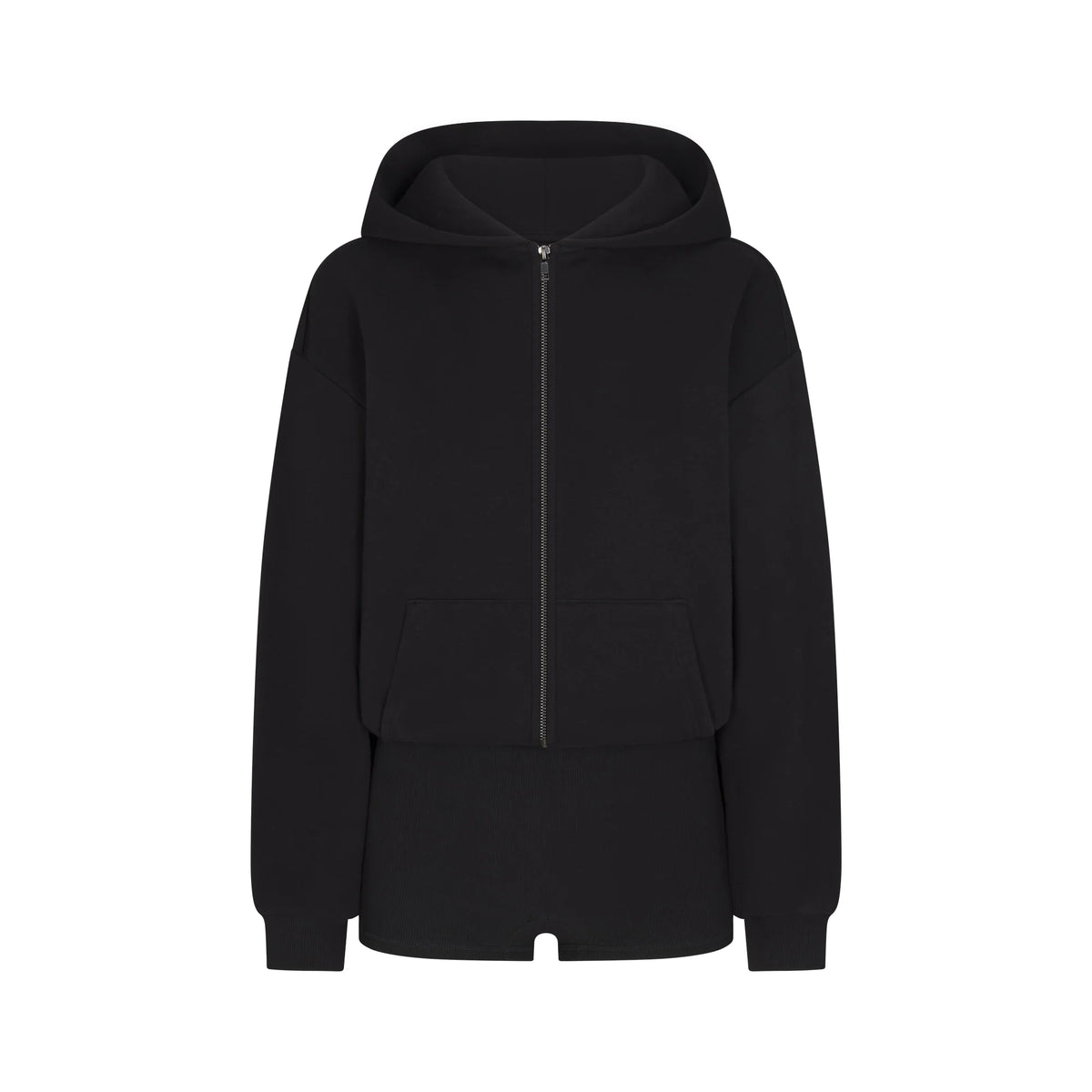 COTTON FLEECE ZIP UP ONESIE | ONYX