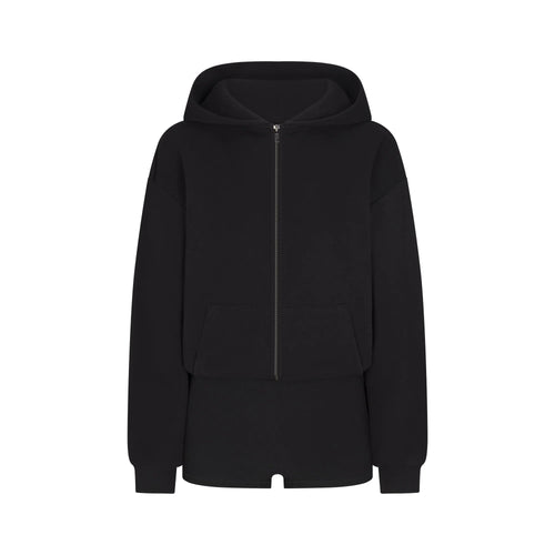 COTTON FLEECE ZIP UP ONESIE | ONYX