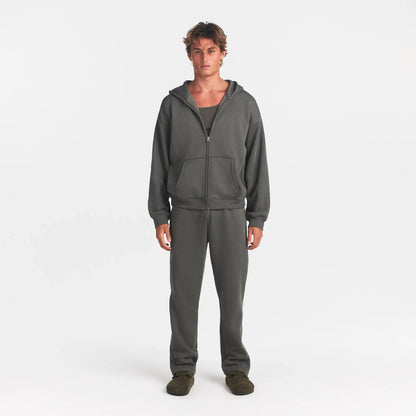 FLEECE LOUNGE MENS RELAXED ZIP UP HOODIE | JUNGLE