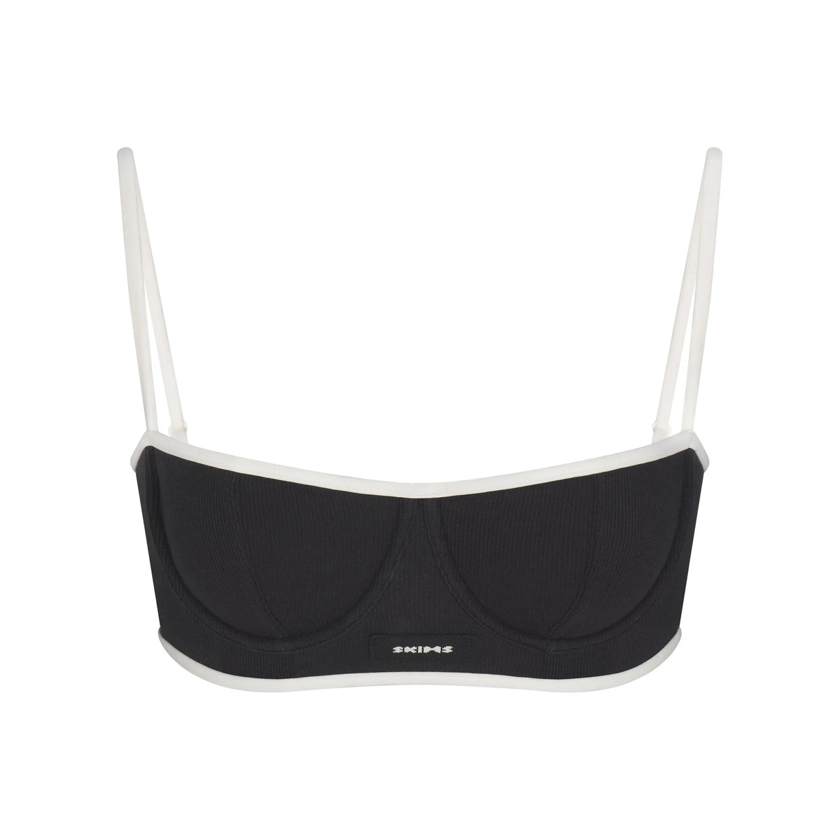 COTTON RIB BALCONETTE BRA | SOOT CONTRAST