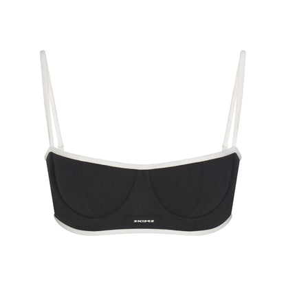 COTTON RIB BALCONETTE BRA | SOOT CONTRAST