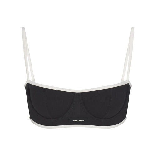 COTTON RIB BALCONETTE BRA | SOOT CONTRAST