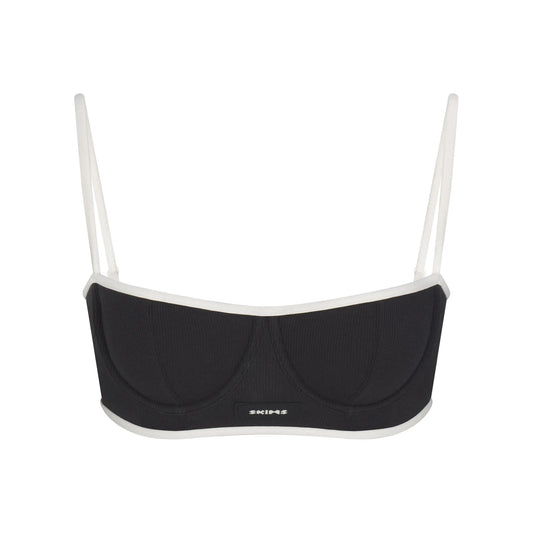 COTTON RIB BALCONETTE BRA | SOOT CONTRAST