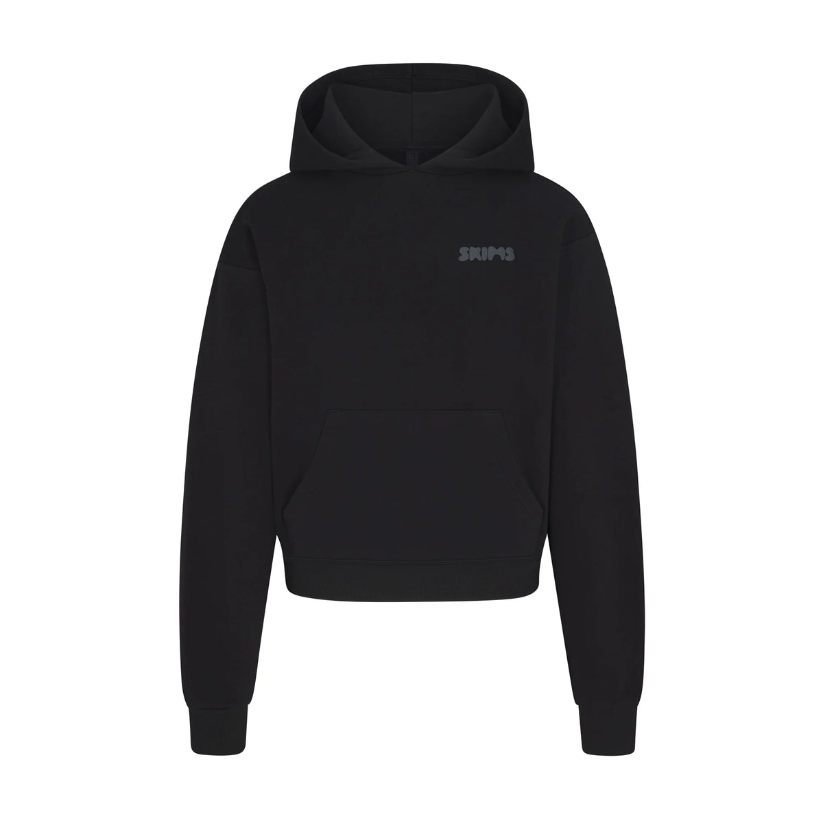COTTON FLEECE HOODIE WITH EMBOSSED LOGO | ONYX