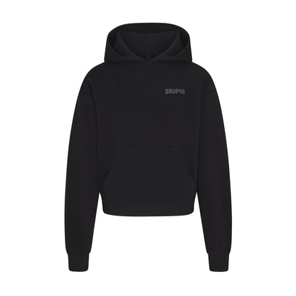 COTTON FLEECE HOODIE WITH EMBOSSED LOGO | ONYX