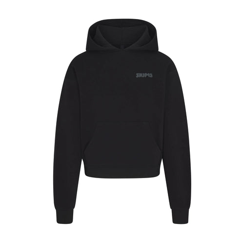 COTTON FLEECE HOODIE WITH EMBOSSED LOGO | ONYX