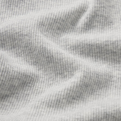 COTTON RIB ZIP UP TOP | LIGHT HEATHER GREY
