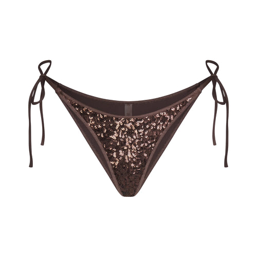 ICONIC SWIM SEQUIN BIKINI BOTTOM | ESPRESSO