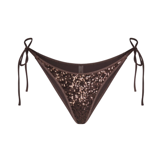 ICONIC SWIM SEQUIN BIKINI BOTTOM | ESPRESSO
