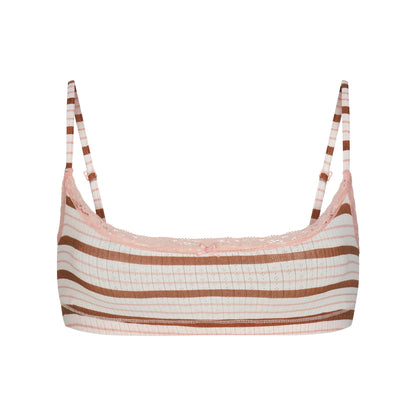 LIGHTWEIGHT COTTON POINTELLE SCOOP BRALETTE | VILLA EGRET RUNWAY STRIPE
