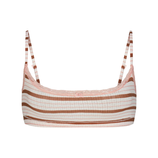 LIGHTWEIGHT COTTON POINTELLE SCOOP BRALETTE | VILLA EGRET RUNWAY STRIPE