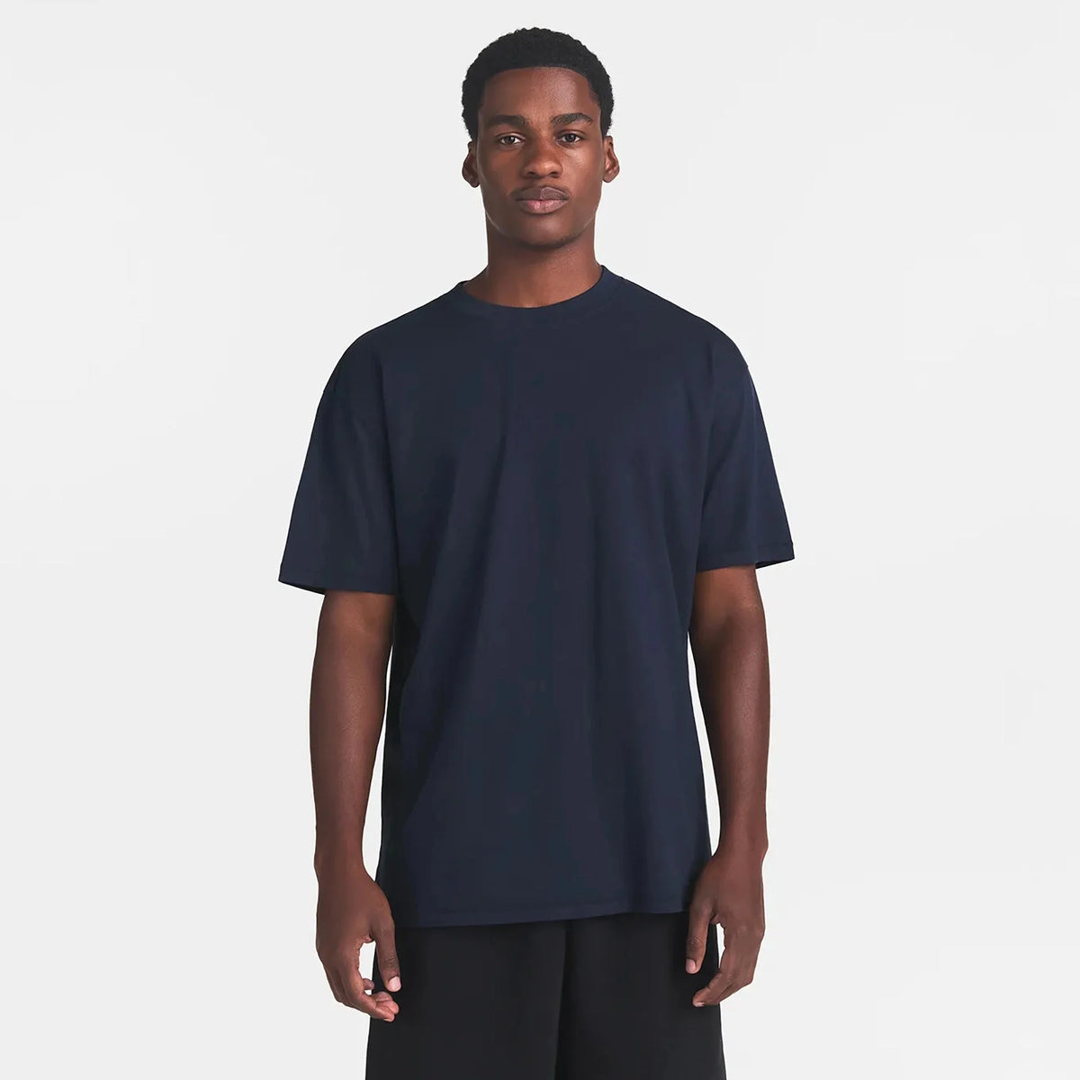 HEAVYWEIGHT COTTON MENS RELAXED T-SHIRT | BLUE BLACK