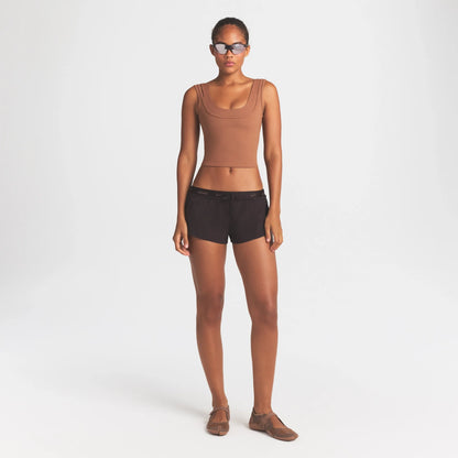 NikeSKIMS MATTE DOUBLE STRAP SCOOP TANK | CAROB BROWN