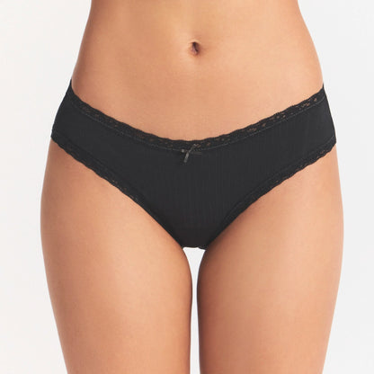 LIGHTWEIGHT COTTON POINTELLE LACE BRIEF | SOOT TONAL