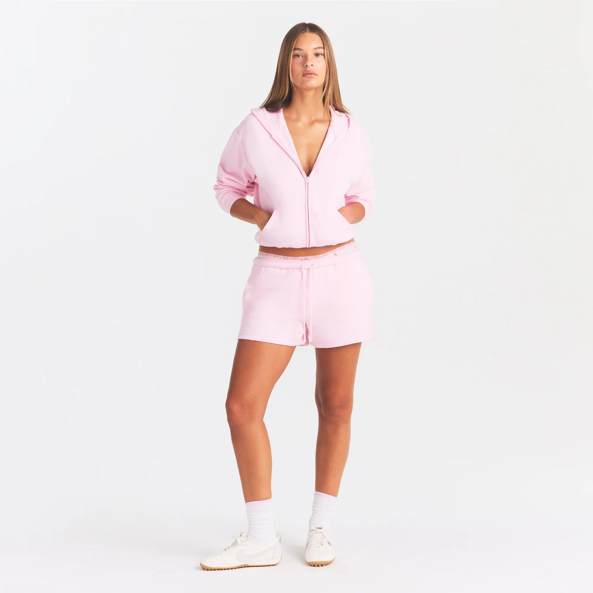 COTTON FLEECE ZIP UP HOODIE | CHERRY BLOSSOM