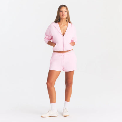 COTTON FLEECE ZIP UP HOODIE | CHERRY BLOSSOM