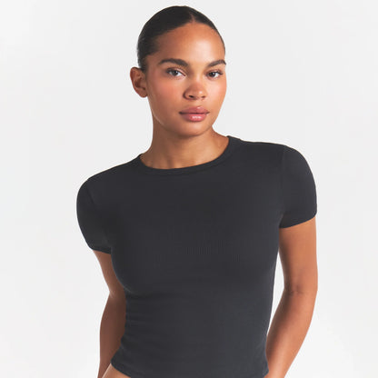 COTTON RIB T-SHIRT | SOOT