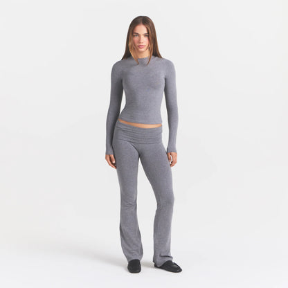 COTTON JERSEY FOLDOVER PANT | DARK HEATHER GREY