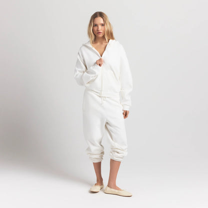 COTTON FLEECE ZIP UP HOODIE | MARBLE