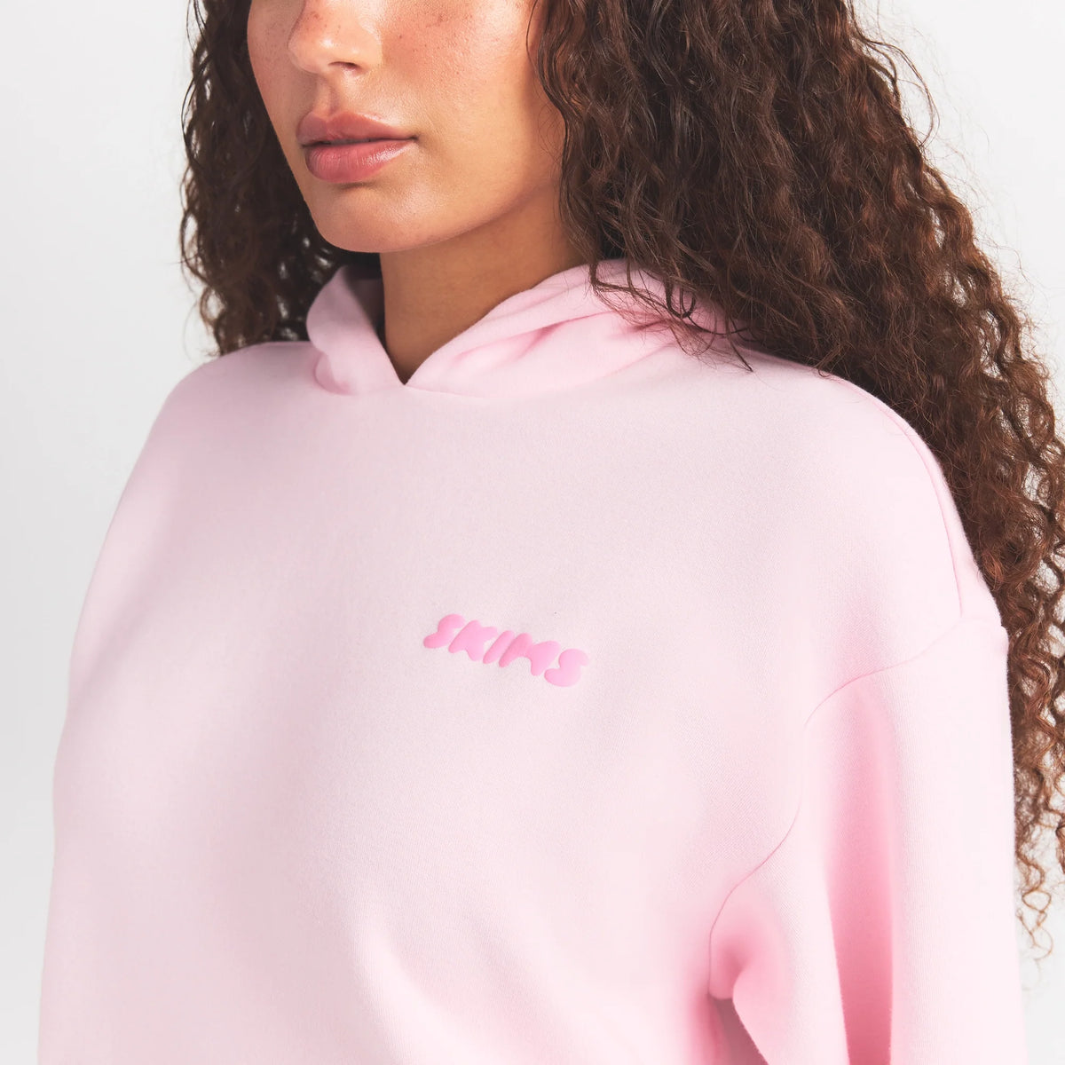COTTON FLEECE HOODIE WITH EMBOSSED LOGO | CHERRY BLOSSOM