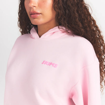COTTON FLEECE HOODIE WITH EMBOSSED LOGO | CHERRY BLOSSOM