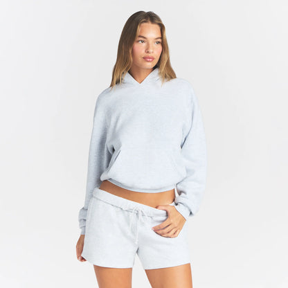 COTTON FLEECE HOODIE | LIGHT HEATHER GREY