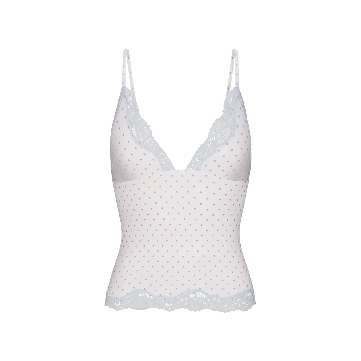 FITS EVERYBODY LACE TRIANGLE CAMI AND BOY SHORT SET | SLATE PIN DOT PRINT