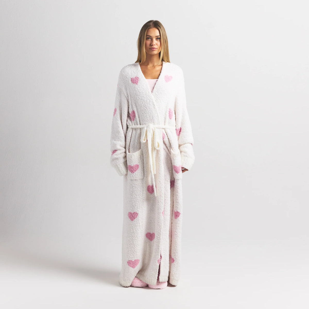 COZY KNIT UNISEX ROBE | IVORY SPACED HEARTS