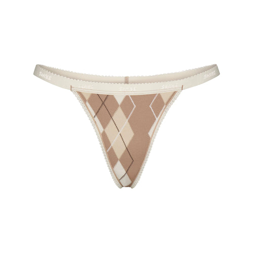 LIGHTWEIGHT COTTON LOGO PICOT THONG | CAFE ARGYLE PRINT
