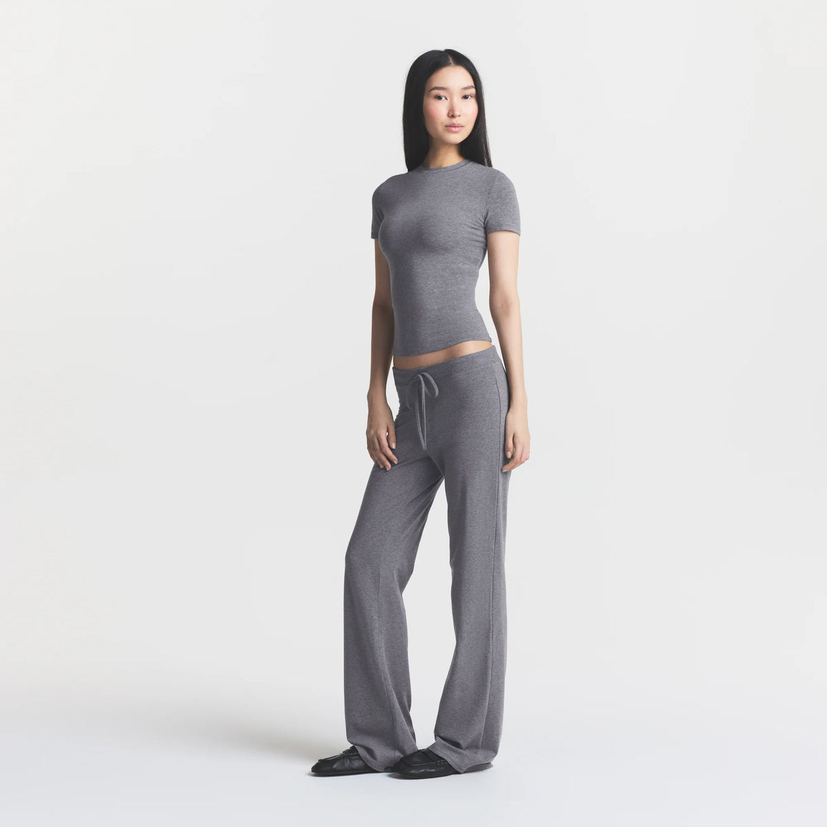 COTTON JERSEY STRAIGHT LEG PANT | DARK HEATHER GREY