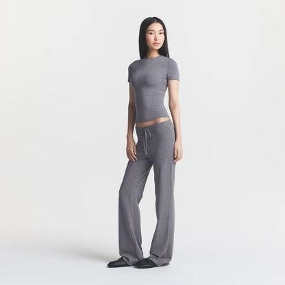 COTTON JERSEY STRAIGHT LEG PANT | DARK HEATHER GREY