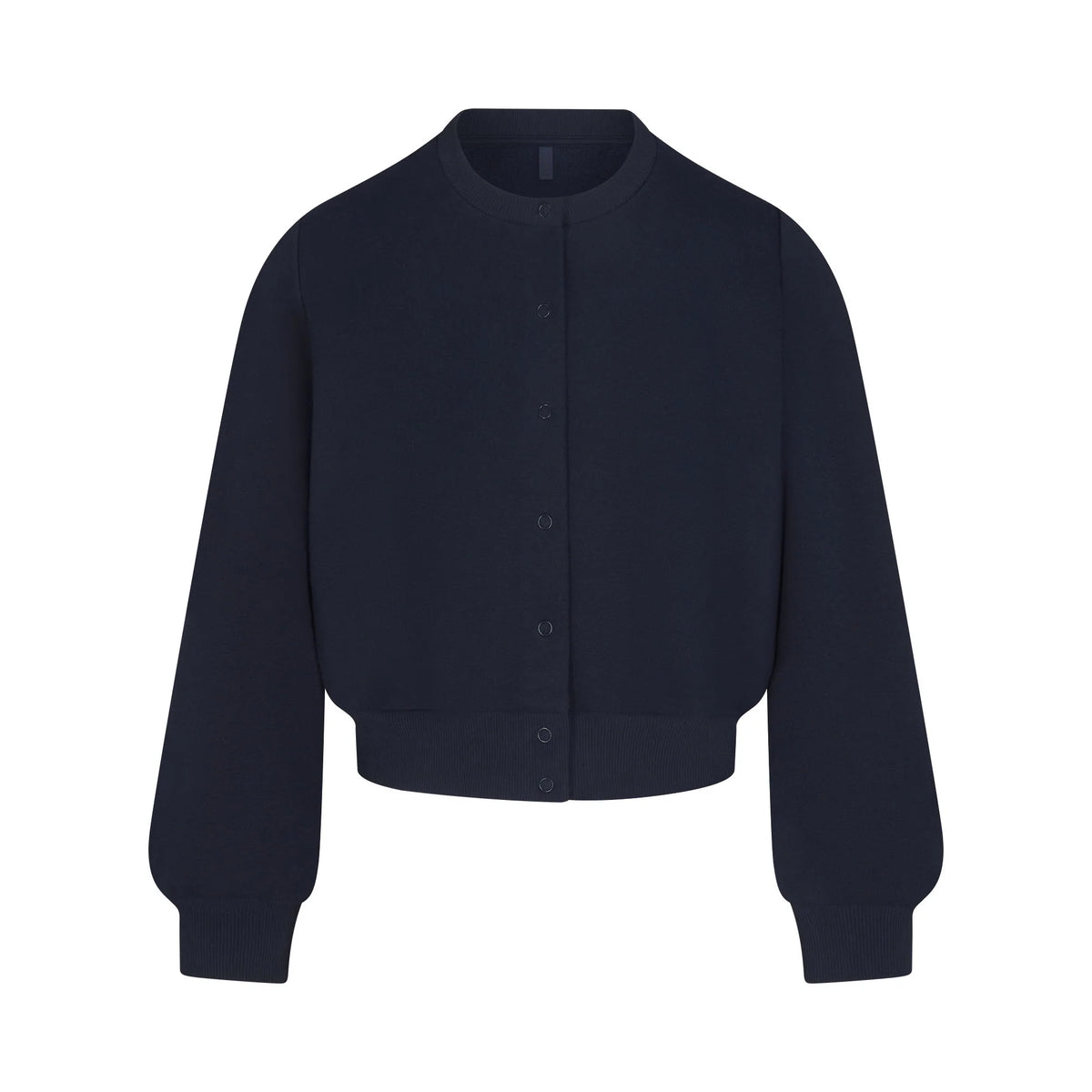 COTTON FLEECE SHRUNKEN CARDIGAN | NAVY
