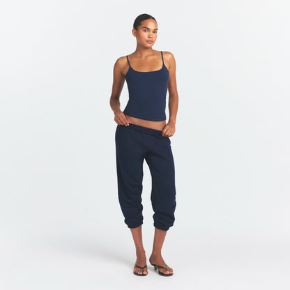 DRAPEY FRENCH TERRY CROPPED JOGGER | NAVY
