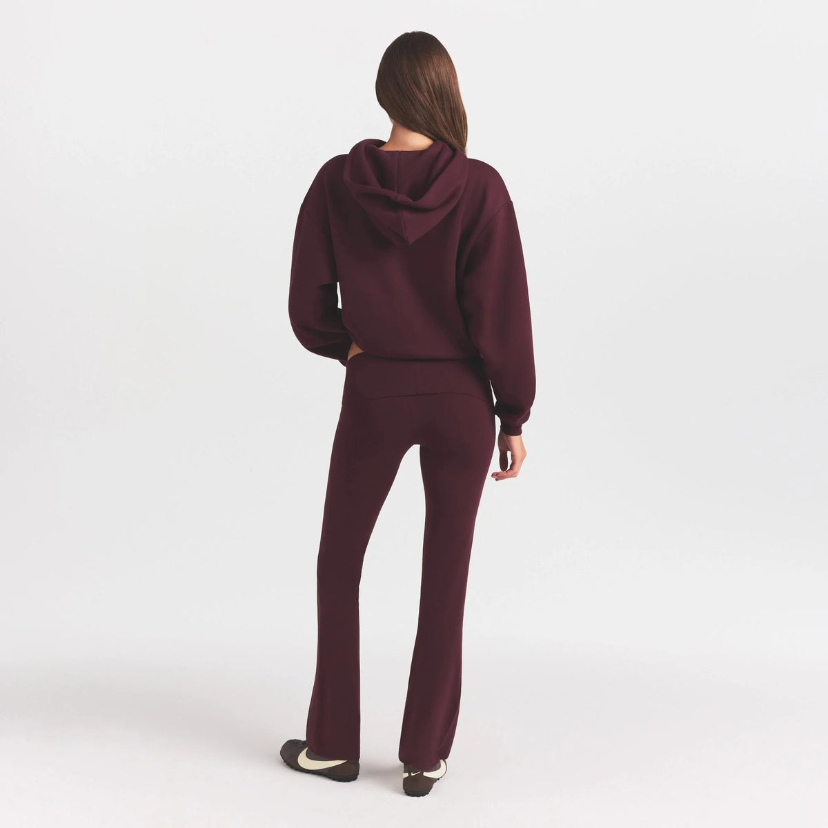 COTTON FLEECE HOODIE WITH EMBOSSED LOGO | CURRANT