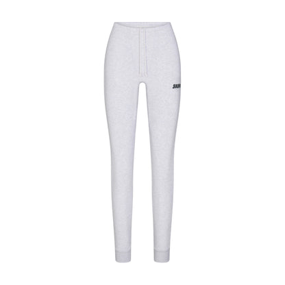COTTON FLEECE LEGGING WITH EMBOSSED LOGO | LIGHT HEATHER GREY