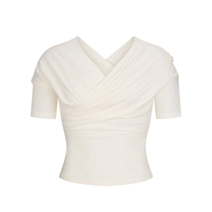 COTTON JERSEY WRAP TOP | MARBLE