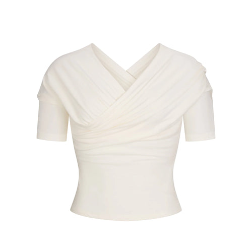 COTTON JERSEY WRAP TOP | MARBLE