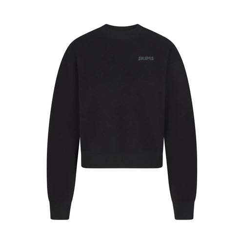 COTTON FLEECE CREWNECK WITH EMBOSSED LOGO | ONYX