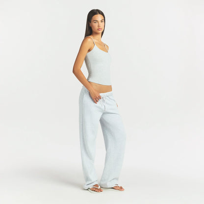 COTTON FLEECE STRAIGHT LEG PANT | LIGHT HEATHER GREY