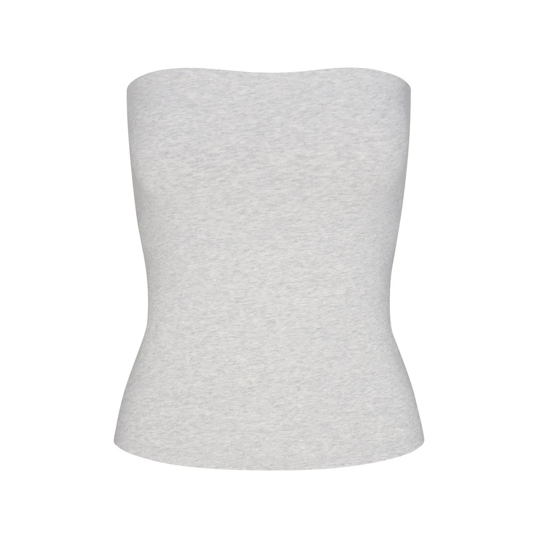 COTTON JERSEY TUBE TOP | LIGHT HEATHER GREY