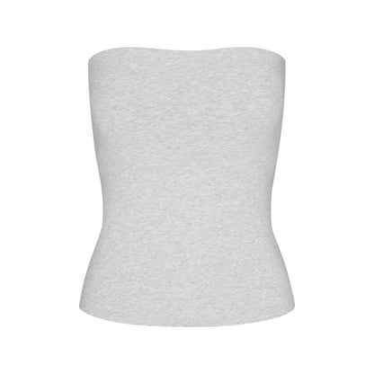 COTTON JERSEY TUBE TOP | LIGHT HEATHER GREY