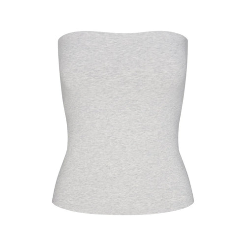COTTON JERSEY TUBE TOP | LIGHT HEATHER GREY