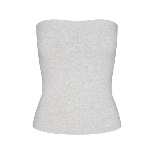 COTTON JERSEY TUBE TOP | LIGHT HEATHER GREY