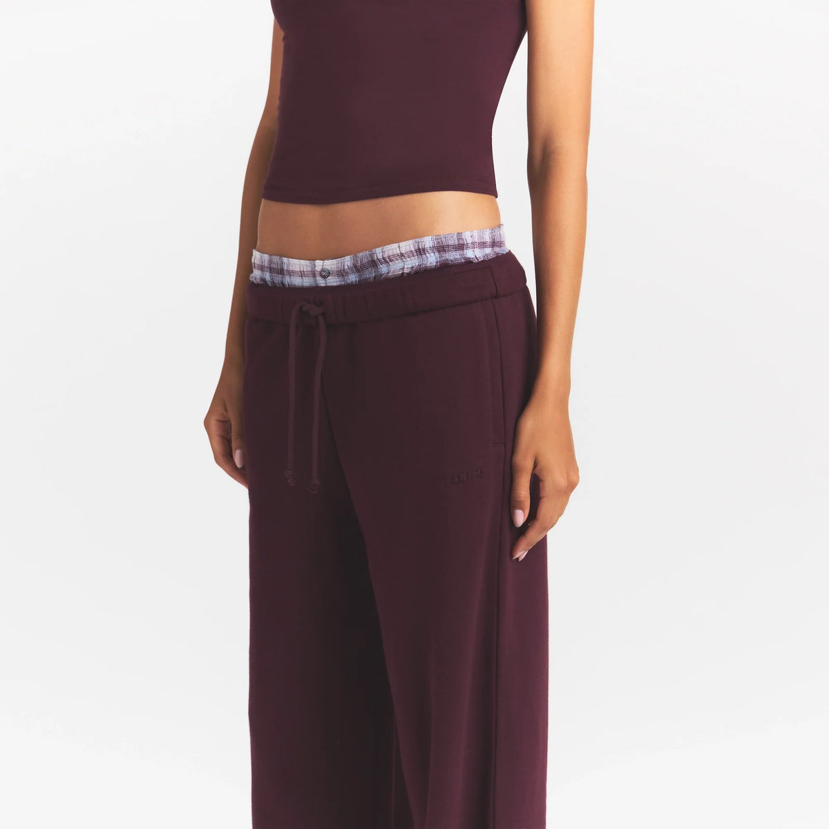 COTTON FLEECE STRAIGHT LEG PANT | CURRANT