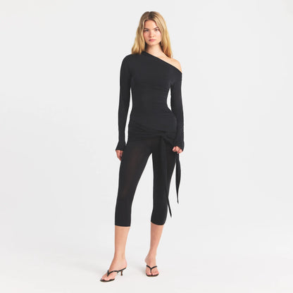 CUPRO JERSEY WRAP CAPRI | OBSIDIAN