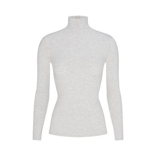 COTTON JERSEY TURTLENECK LONG SLEEVE | LIGHT HEATHER GREY